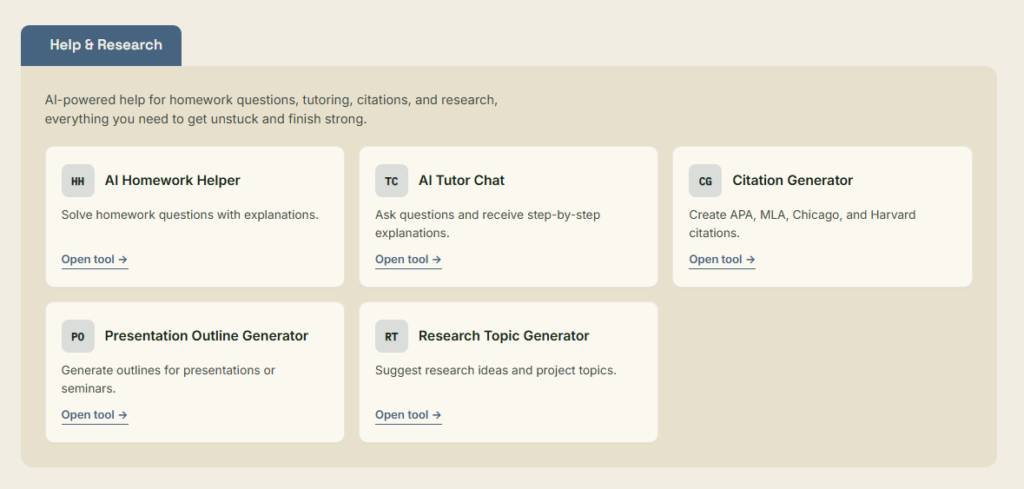 Help & Research Tools